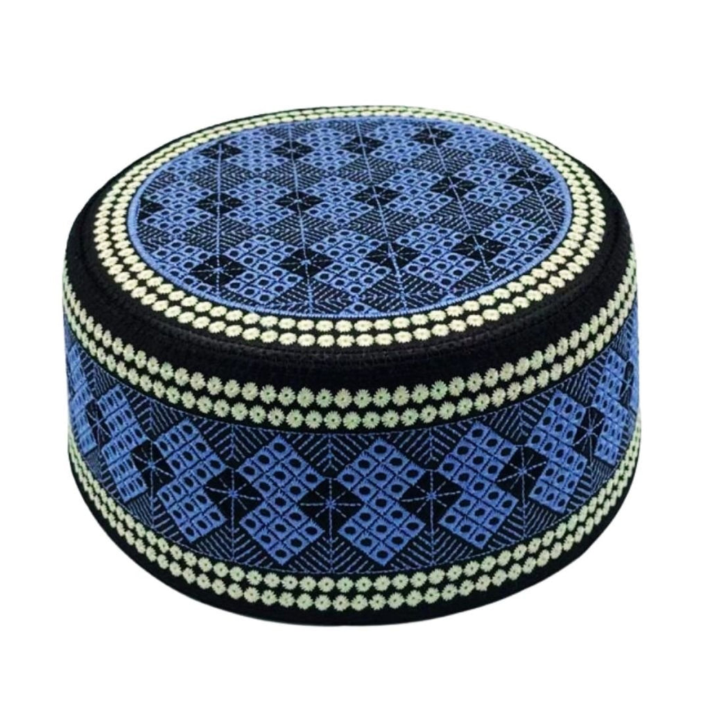 Men's Kufi - Prayer Cap - Embroidery Round Firm Salat Hat (5 Topi) - www.DeeneeShop.com