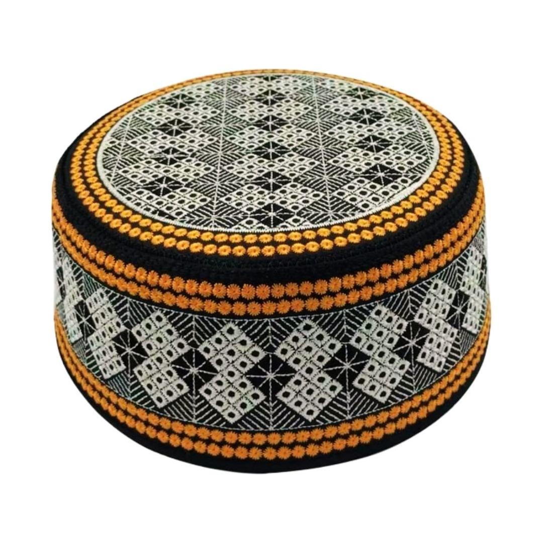 Men's Kufi - Prayer Cap - Embroidery Round Firm Salat Hat (5 Topi) - www.DeeneeShop.com