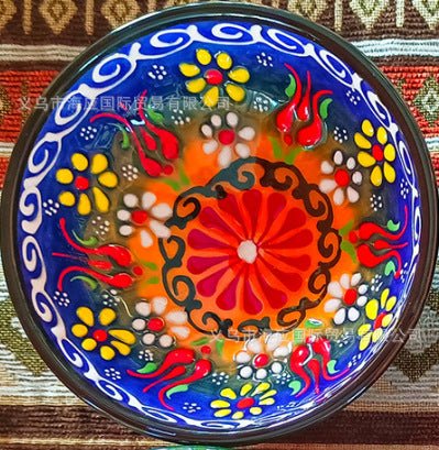 Multi-Colored Ceramic Dishes Turkish Style Bowls For Kitchen/Restaurant Use (7 Designs) - www.DeeneeShop.com