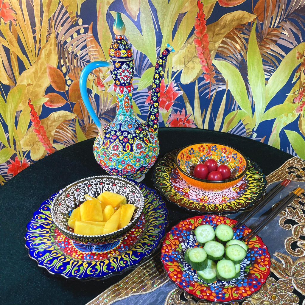 Multi-Colored Ceramic Dishes Turkish Style Bowls For Kitchen/Restaurant Use (7 Designs) - www.DeeneeShop.com
