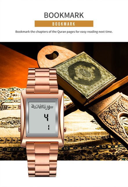 Muslim Azan Prayer Digital Watch Qibla Direction Athan Quran Bookmark - www.DeeneeShop.com