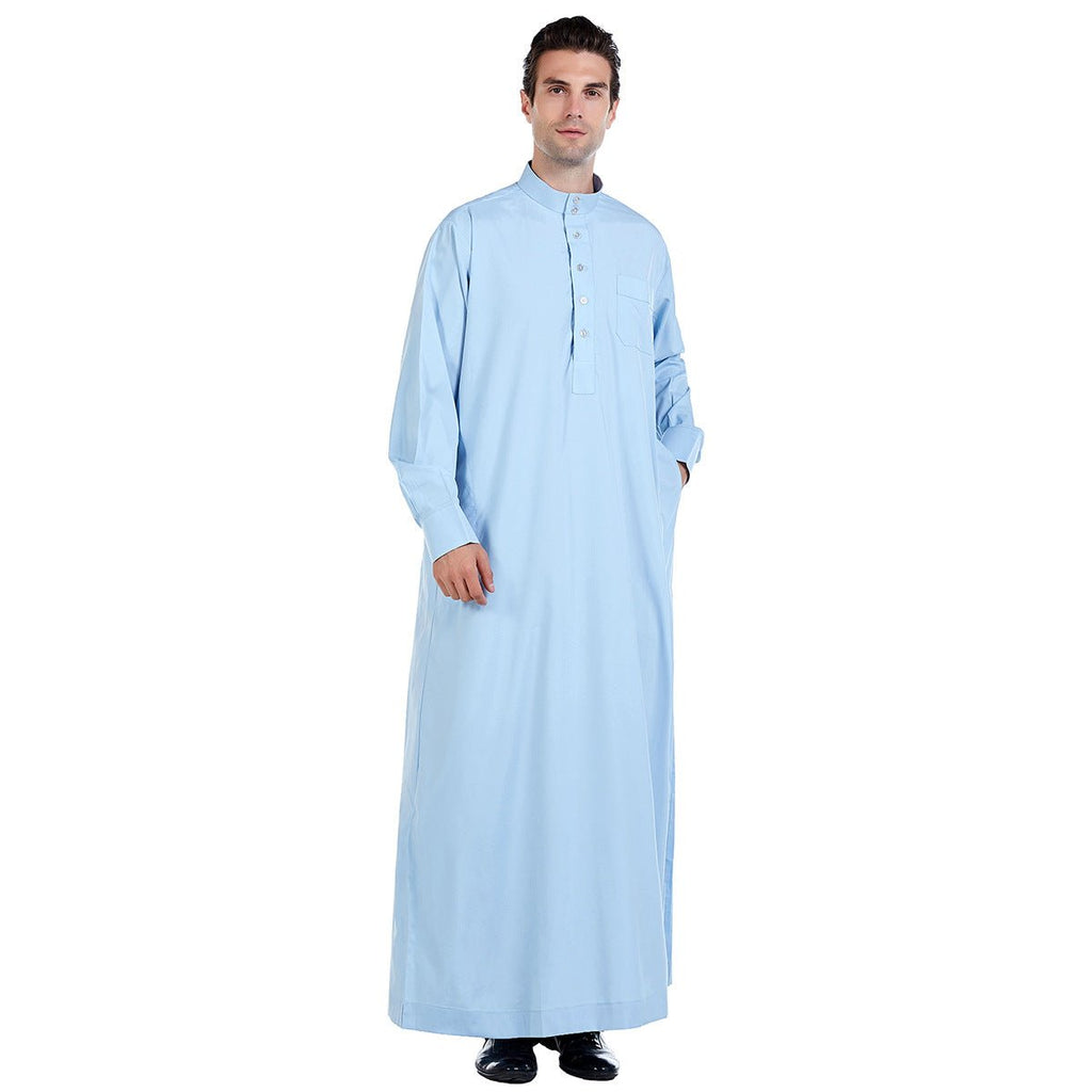 Muslim Men Button Front Kaftan, Jubba, Thobe (4 Colors, 6 Sizes) - www.DeeneeShop.com