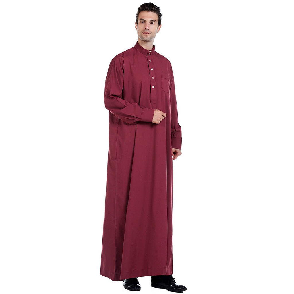 Muslim Men Button Front Kaftan, Jubba, Thobe (4 Colors, 6 Sizes) - www.DeeneeShop.com
