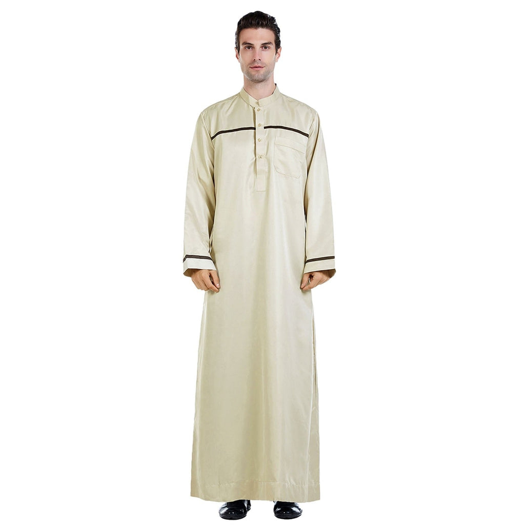 Muslim Men Jubba Thobe Kaftan Solid Color Islamic Clothing (4 Colors, 5 Sizes) - www.DeeneeShop.com