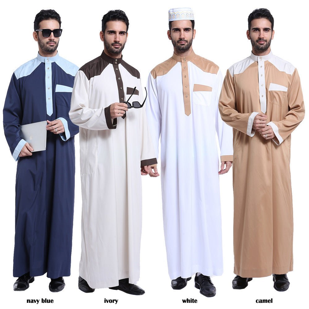 Muslim Men Two-Toned Kaftan, Jubba, Thobe (4 Colors, 6 Sizes) - www.DeeneeShop.com