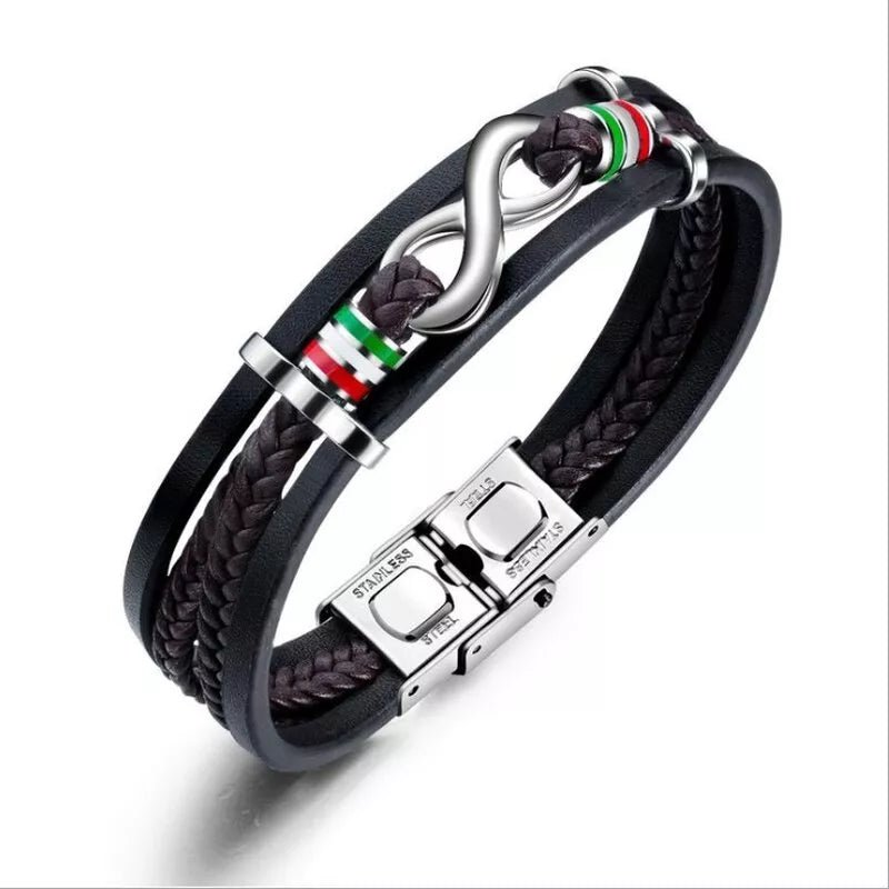 Palestine Flag Colors Braided Leather Wrap Bracelet - www.DeeneeShop.com