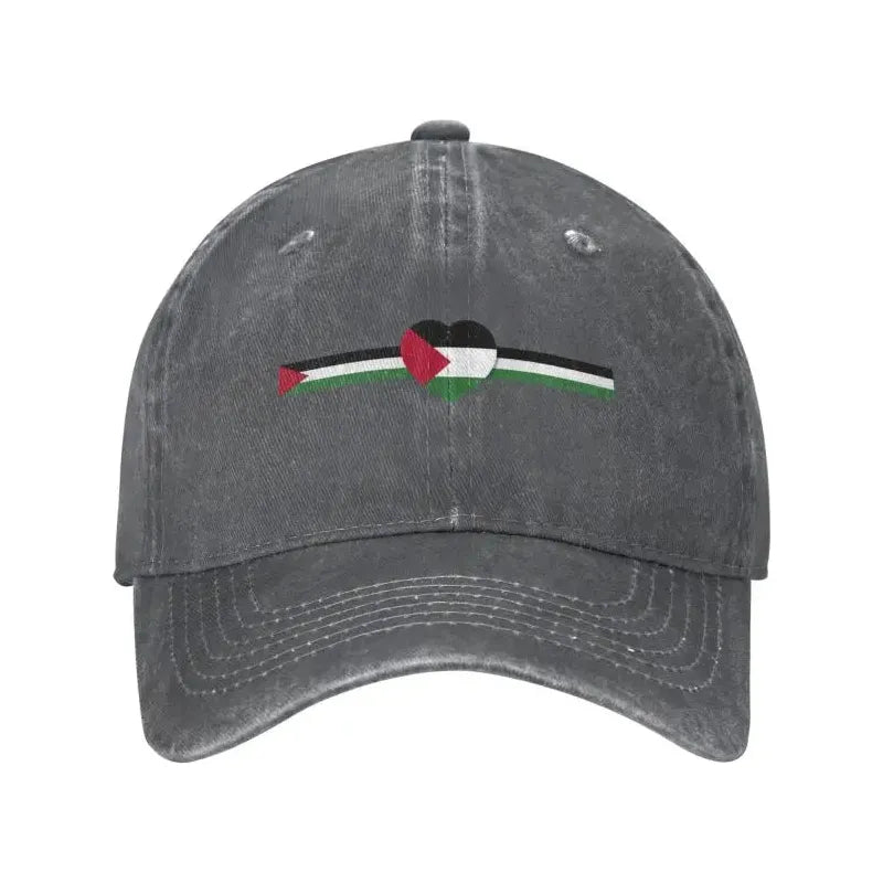 Palestine Flag Hat with Heart Adjustable Cotton Baseball Cap for Men & Women - www.DeeneeShop.com