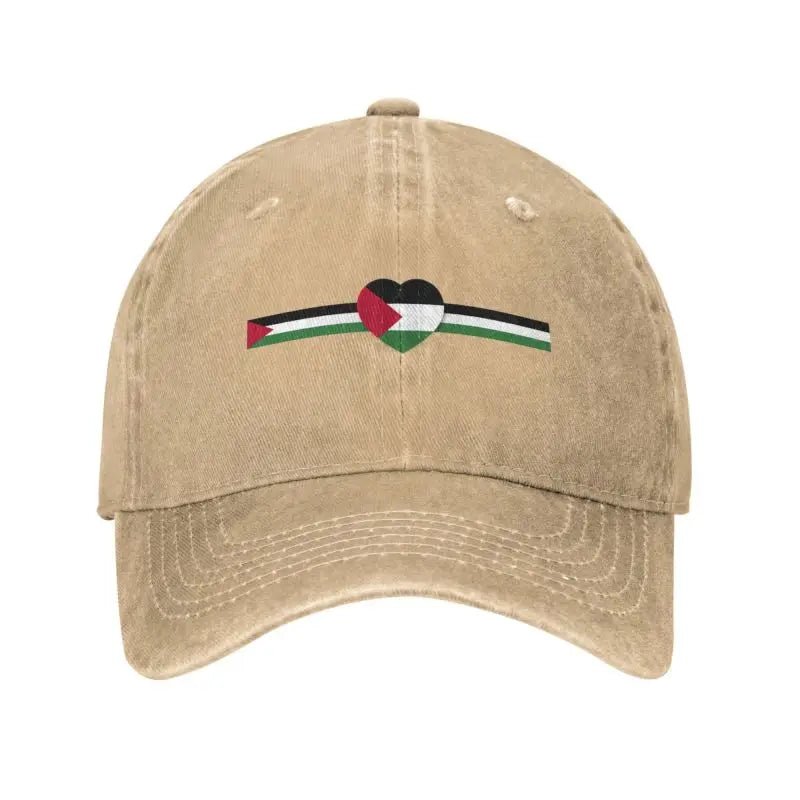 Palestine Flag Hat with Heart Adjustable Cotton Baseball Cap for Men & Women - www.DeeneeShop.com