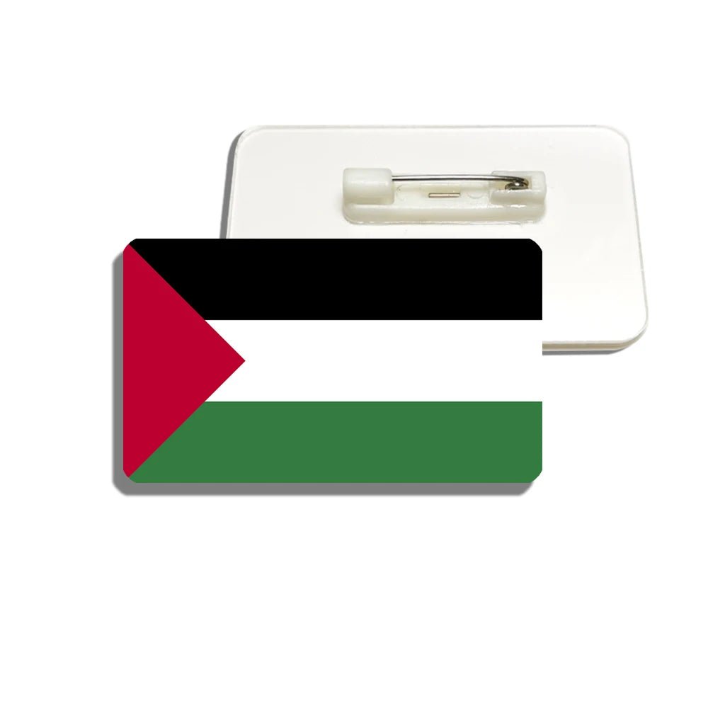 Palestine Flag Pin Rectangular Brooch Acrylic Lapel Pinback - www.DeeneeShop.com