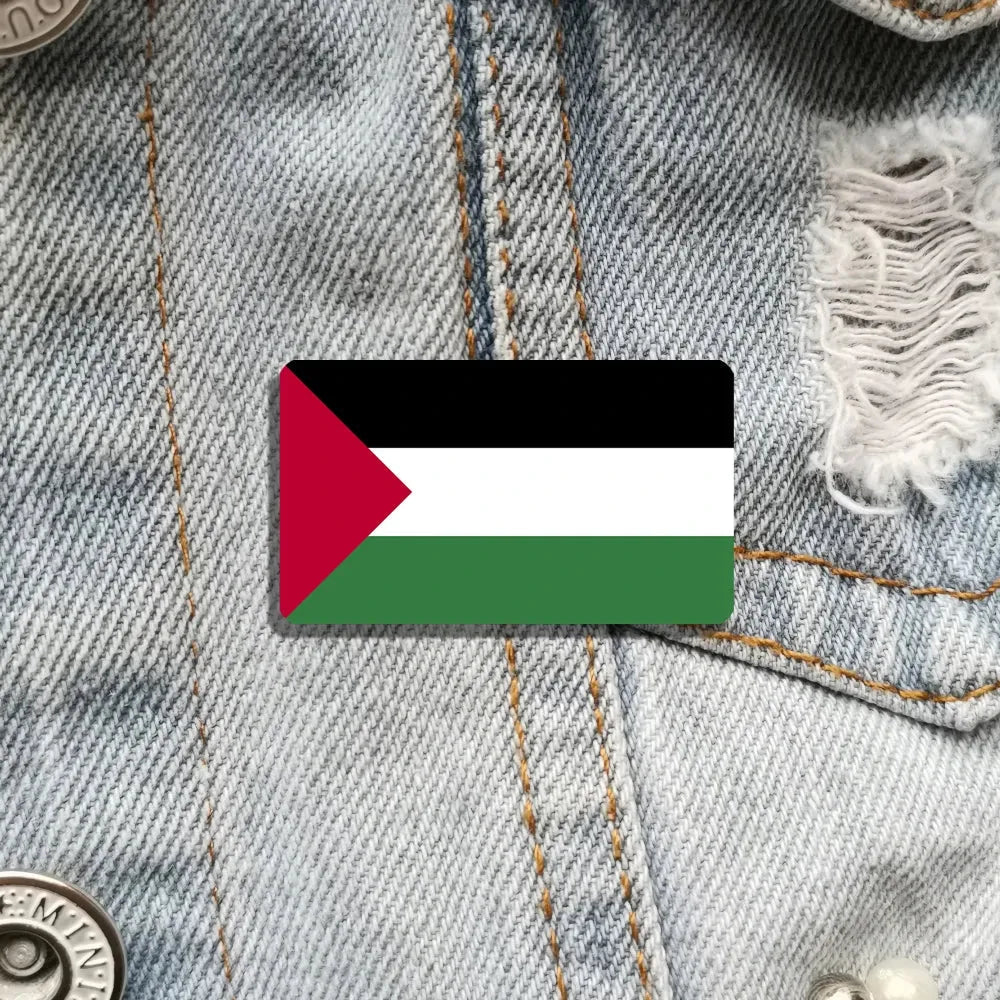 Palestine Flag Pin Rectangular Brooch Acrylic Lapel Pinback - www.DeeneeShop.com