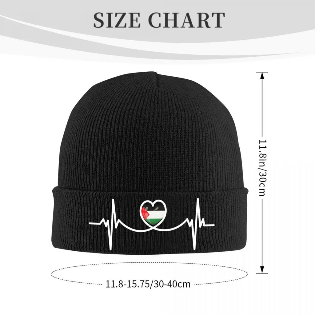 Palestine Heartbeat Knitted Cap Stretchy Hat Warm Beanie for Men & Women (4 Colors) - www.DeeneeShop.com