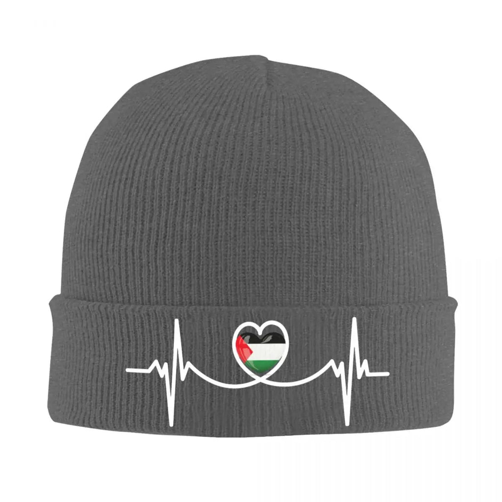 Palestine Heartbeat Knitted Cap Stretchy Hat Warm Beanie for Men & Women (4 Colors) - www.DeeneeShop.com
