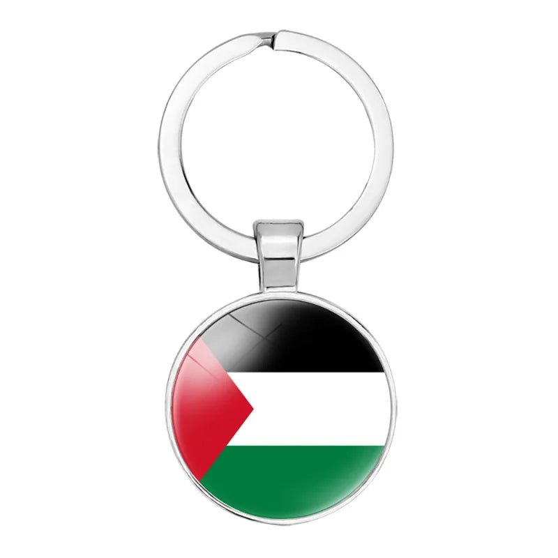 Palestine National Flag Glass Keychain with Key Ring - www.DeeneeShop.com