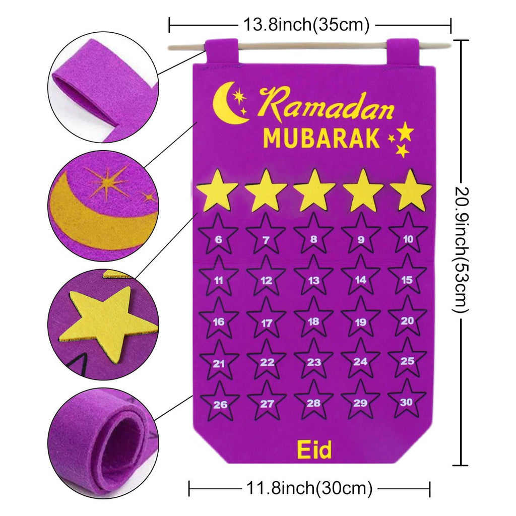 Ramadan Decoration Eid Calendar 30 Days Eid Tapestry For Children - www.DeeneeShop.com