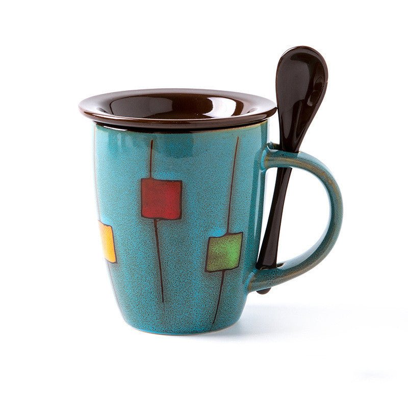 Tea/Coffee Mug with Matching Lid & Spoon (4 Colors) - www.DeeneeShop.com