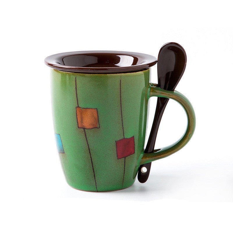 Tea/Coffee Mug with Matching Lid & Spoon (4 Colors) - www.DeeneeShop.com